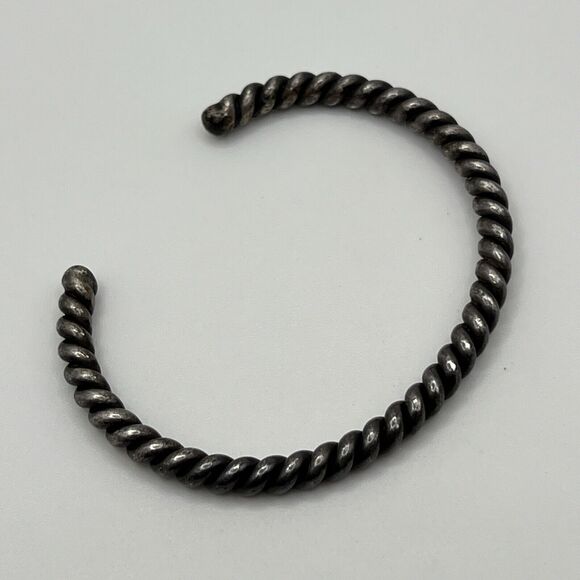 Ethnic Solid Silver Twisted rope Bangle Bracelet